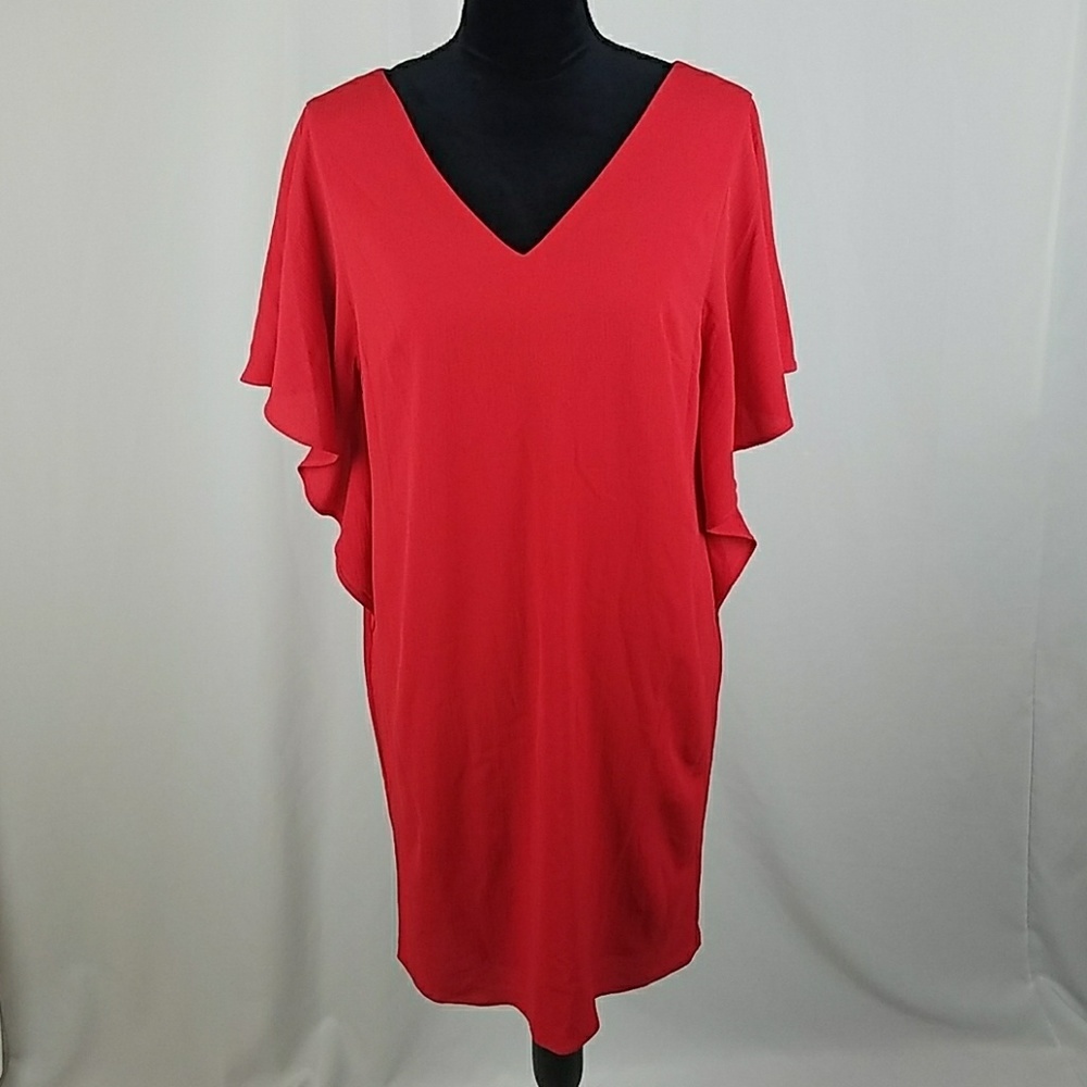 Eliza J women 10 shift dress crepe split dolmen sleeve above knee minimalist